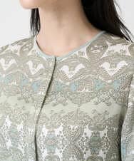 PRBEE03490 CHRISTIAN AUJARD(クリスチャン・オジャール) レーシーオーナメントプリントブラウス グリーン系