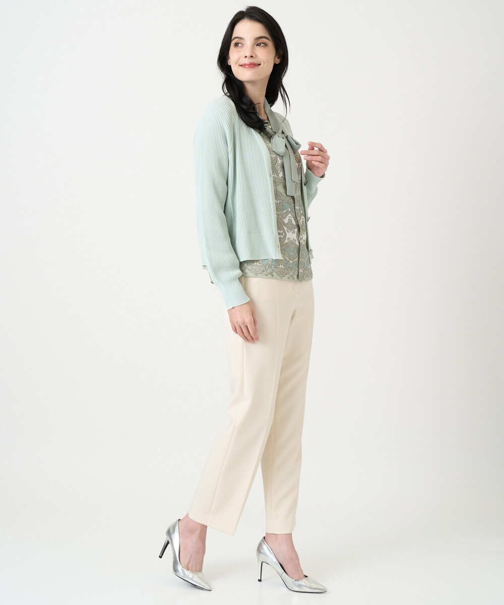 PRBEE03490 CHRISTIAN AUJARD(クリスチャン・オジャール) レーシーオーナメントプリントブラウス グリーン系