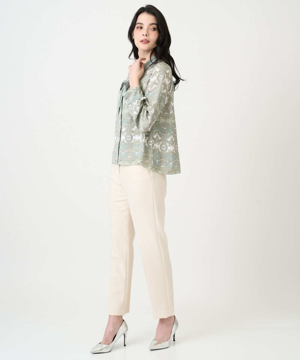 PRBEE03490 CHRISTIAN AUJARD(クリスチャン・オジャール) レーシーオーナメントプリントブラウス グリーン系