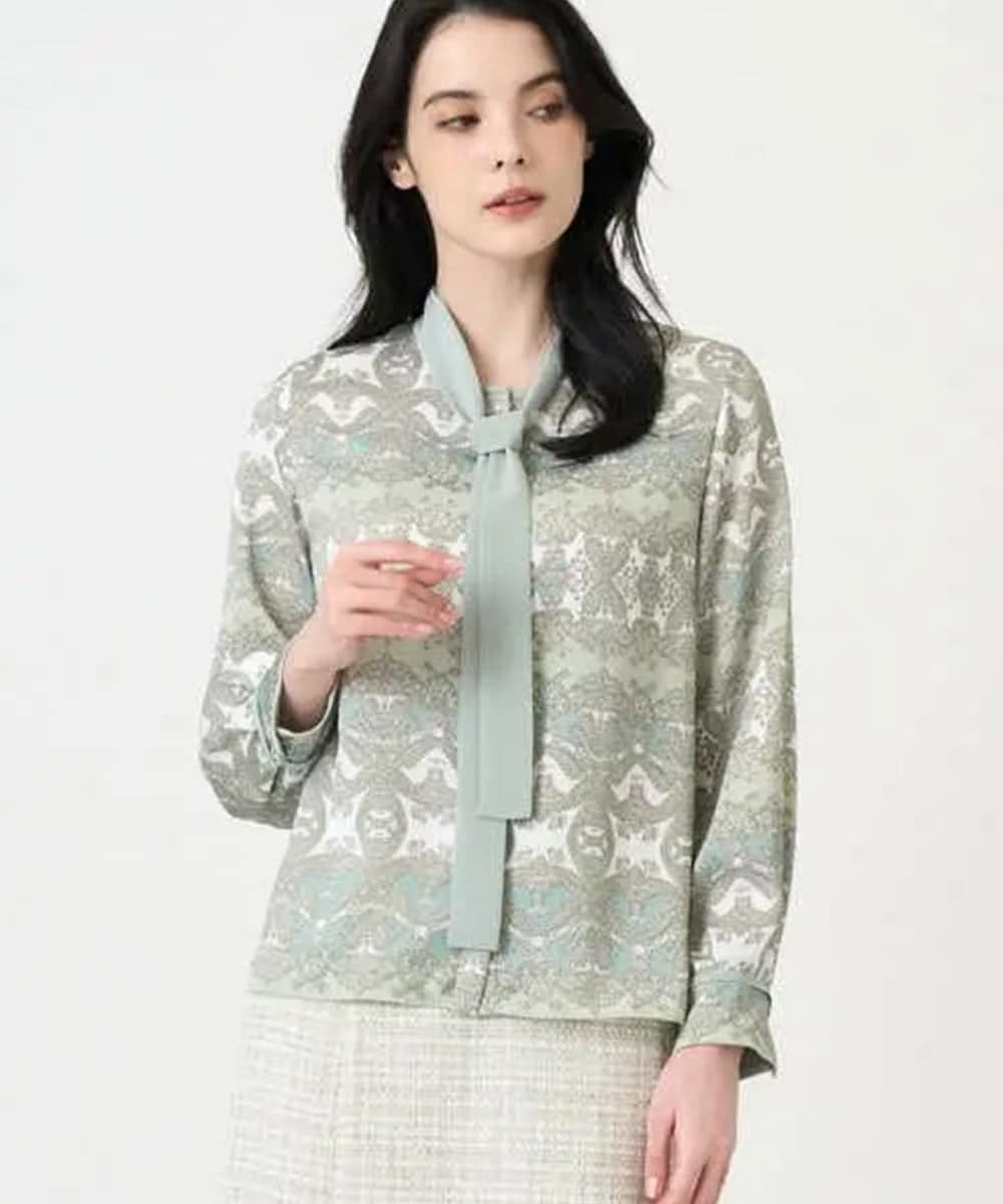 PRBEE03490 CHRISTIAN AUJARD レーシーオーナメントプリントブラウス