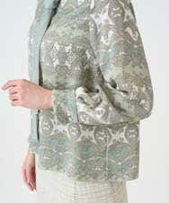 PRBEE03490 CHRISTIAN AUJARD(クリスチャン・オジャール) レーシーオーナメントプリントブラウス グリーン系