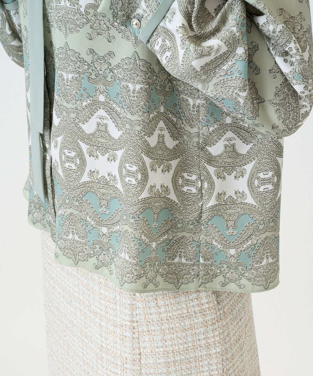 PRBEE03490 CHRISTIAN AUJARD(クリスチャン・オジャール) レーシーオーナメントプリントブラウス グリーン系