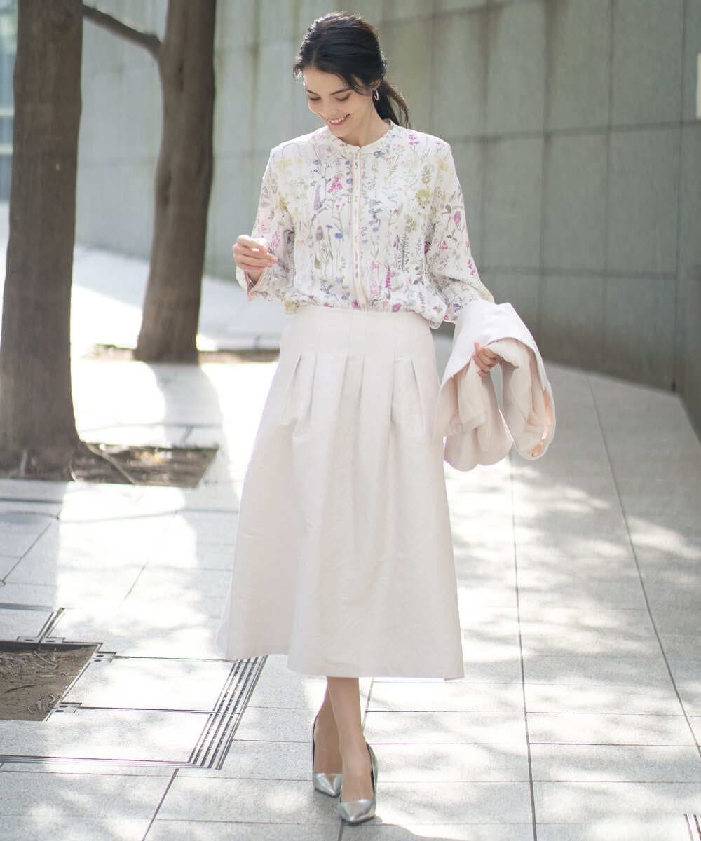 PRBEE19490 CHRISTIAN AUJARD(クリスチャン・オジャール) ボタニカルフラワーブラウス ホワイト×ピンク系