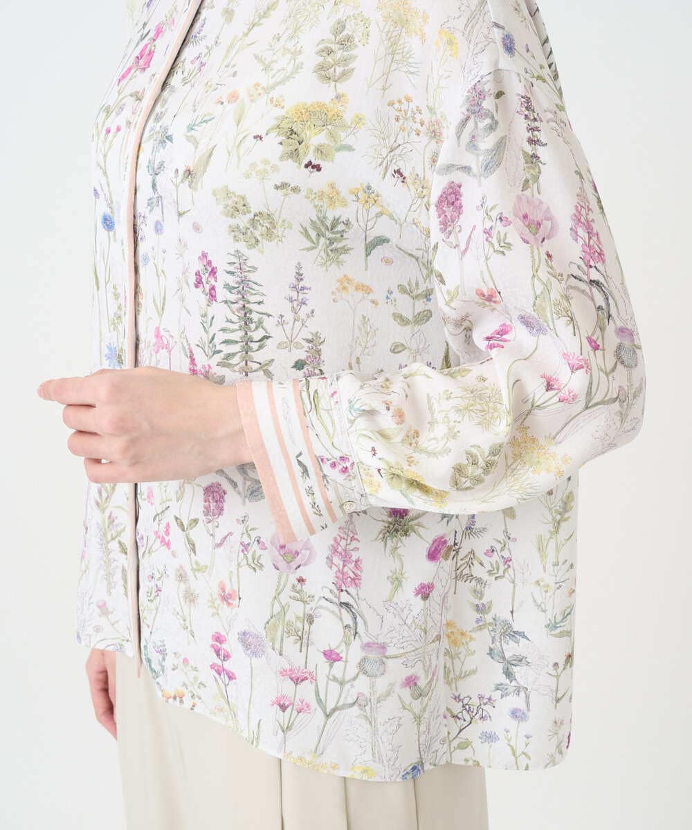 PRBEE19490 CHRISTIAN AUJARD(クリスチャン・オジャール) ボタニカルフラワーブラウス ホワイト×ピンク系