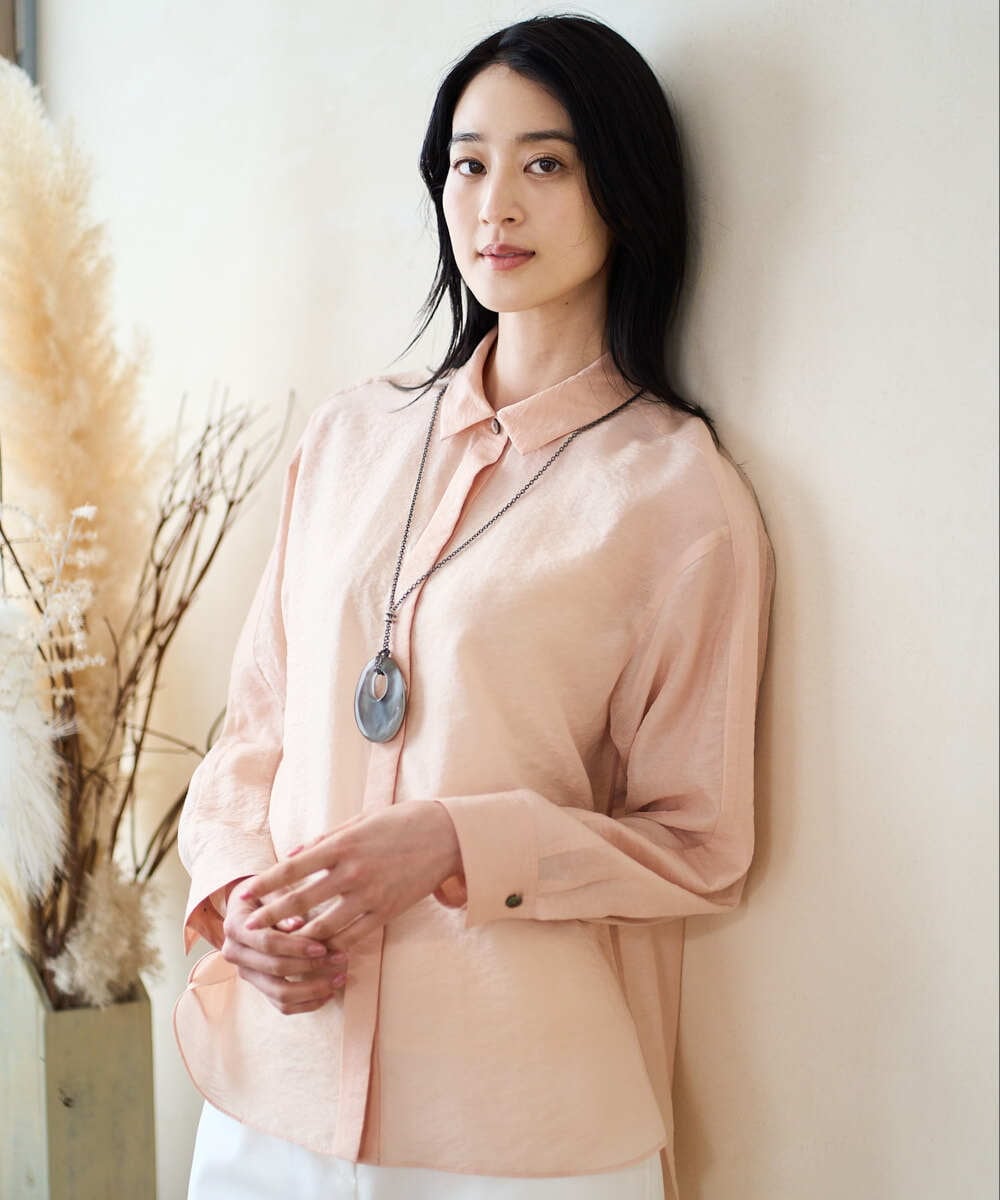 PRBGD23350 CHRISTIAN AUJARD(クリスチャン・オジャール) シルク混シャイニーブラウス ピンク