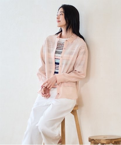 PRBGD23350 CHRISTIAN AUJARD シルク混シャイニーブラウス