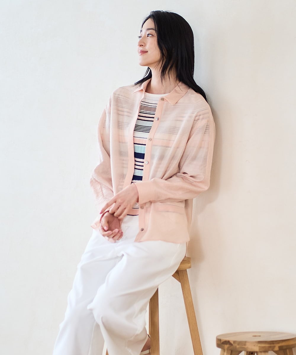 PRBGD23350 CHRISTIAN AUJARD シルク混シャイニーブラウス