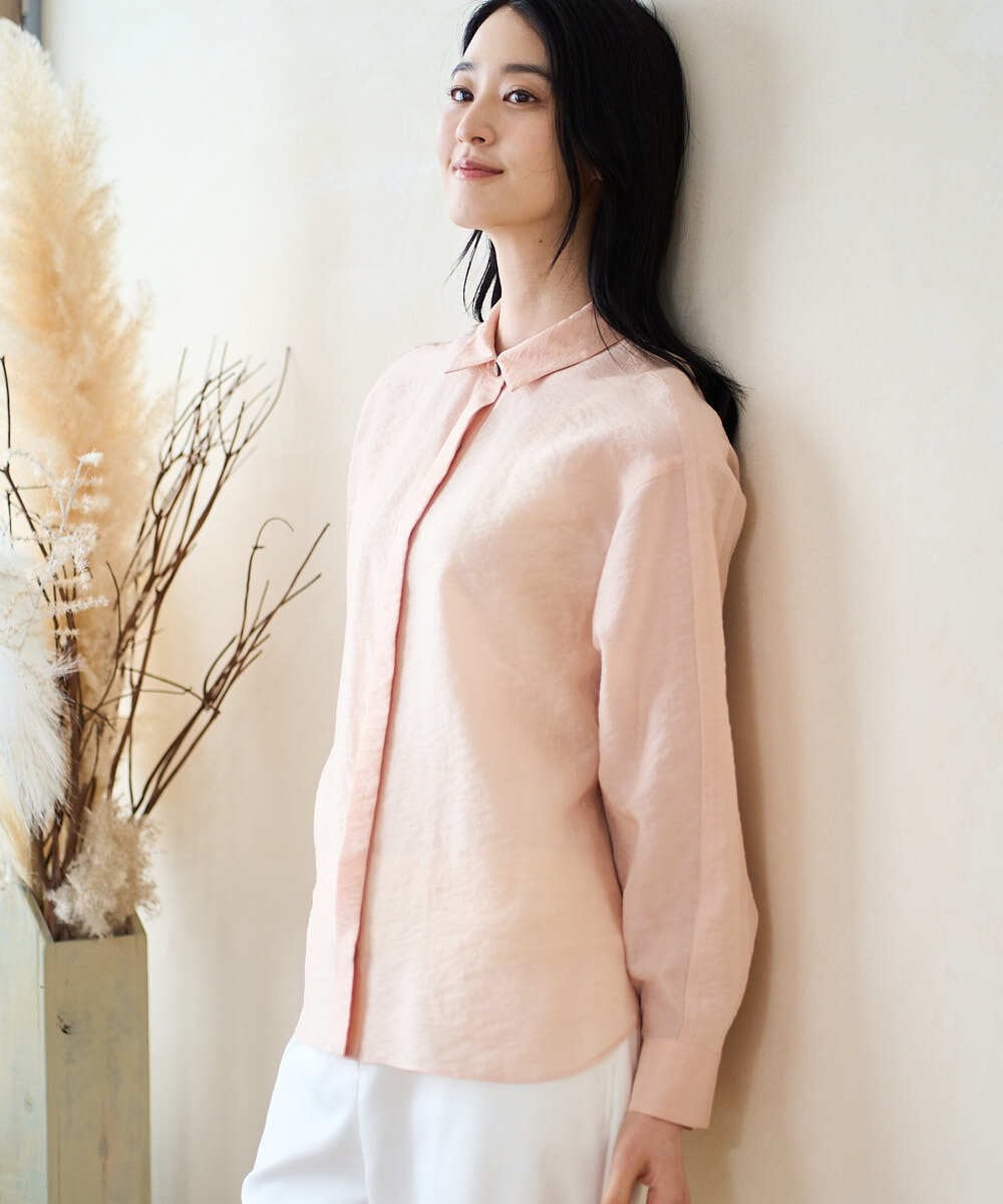 PRBGD23350 CHRISTIAN AUJARD(クリスチャン・オジャール) シルク混シャイニーブラウス ピンク