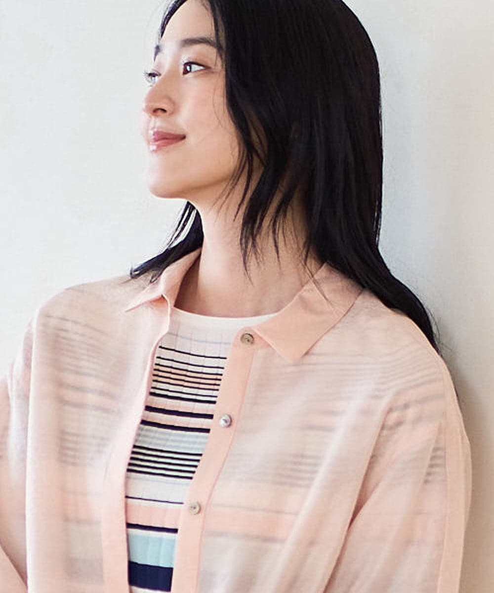 PRBGD23350 CHRISTIAN AUJARD(クリスチャン・オジャール) シルク混シャイニーブラウス ピンク