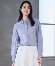 PRBGD23350 CHRISTIAN AUJARD(クリスチャン・オジャール) シルク混シャイニーブラウス ライトブルー