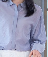 PRBGD23350 CHRISTIAN AUJARD(クリスチャン・オジャール) シルク混シャイニーブラウス ライトブルー