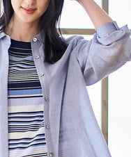 PRBGD23350 CHRISTIAN AUJARD(クリスチャン・オジャール) シルク混シャイニーブラウス ライトブルー