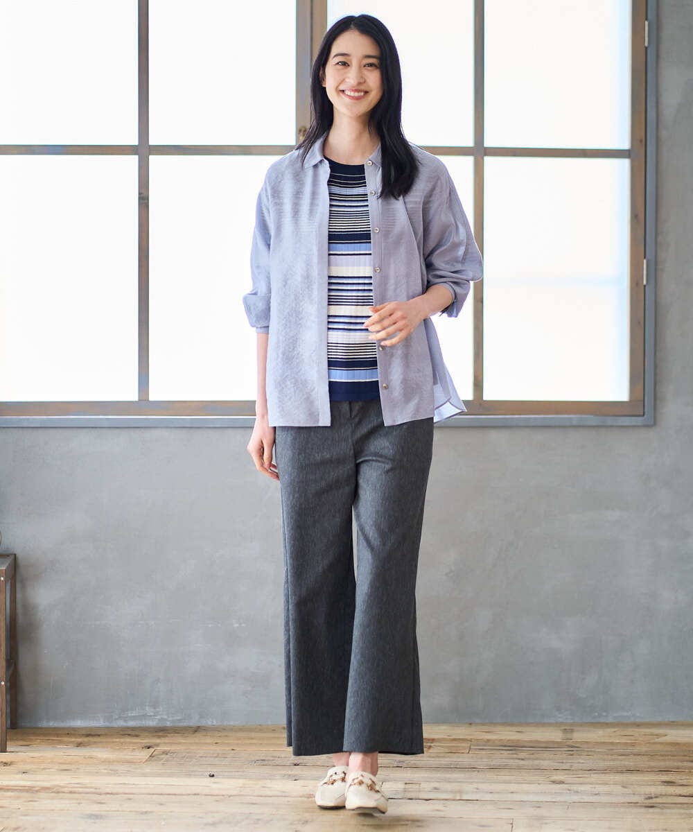 PRBGD23350 CHRISTIAN AUJARD(クリスチャン・オジャール) シルク混シャイニーブラウス ライトブルー