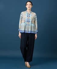 PRBGD25490 CHRISTIAN AUJARD(クリスチャン・オジャール) マリンブルーペーズリーブラウス ブルー系