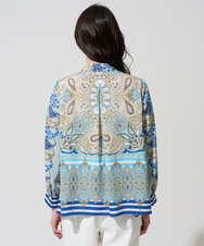 PRBGD25490 CHRISTIAN AUJARD(クリスチャン・オジャール) マリンブルーペーズリーブラウス ブルー系