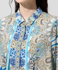 PRBGD25490 CHRISTIAN AUJARD(クリスチャン・オジャール) マリンブルーペーズリーブラウス ブルー系