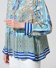 PRBGD25490 CHRISTIAN AUJARD(クリスチャン・オジャール) マリンブルーペーズリーブラウス ブルー系