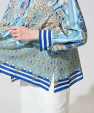 PRBGD25490 CHRISTIAN AUJARD(クリスチャン・オジャール) マリンブルーペーズリーブラウス ブルー系