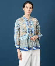 PRBGD25490 CHRISTIAN AUJARD(クリスチャン・オジャール) マリンブルーペーズリーブラウス ブルー系