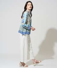 PRBGD25490 CHRISTIAN AUJARD(クリスチャン・オジャール) マリンブルーペーズリーブラウス ブルー系