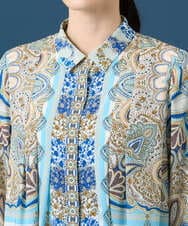 PRBGD25490 CHRISTIAN AUJARD(クリスチャン・オジャール) マリンブルーペーズリーブラウス ブルー系