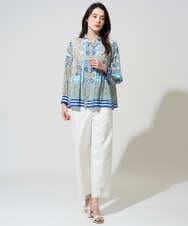 PRBGD25490 CHRISTIAN AUJARD(クリスチャン・オジャール) マリンブルーペーズリーブラウス ブルー系