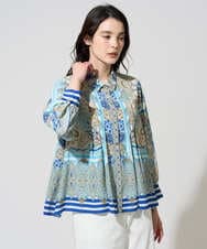 PRBGD25490 CHRISTIAN AUJARD(クリスチャン・オジャール) マリンブルーペーズリーブラウス ブルー系