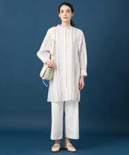 PRBGD40430 CHRISTIAN AUJARD(クリスチャン・オジャール) ドビーストライプロングブラウス ブルー系