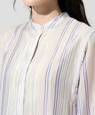 PRBGD40430 CHRISTIAN AUJARD(クリスチャン・オジャール) ドビーストライプロングブラウス ブルー系