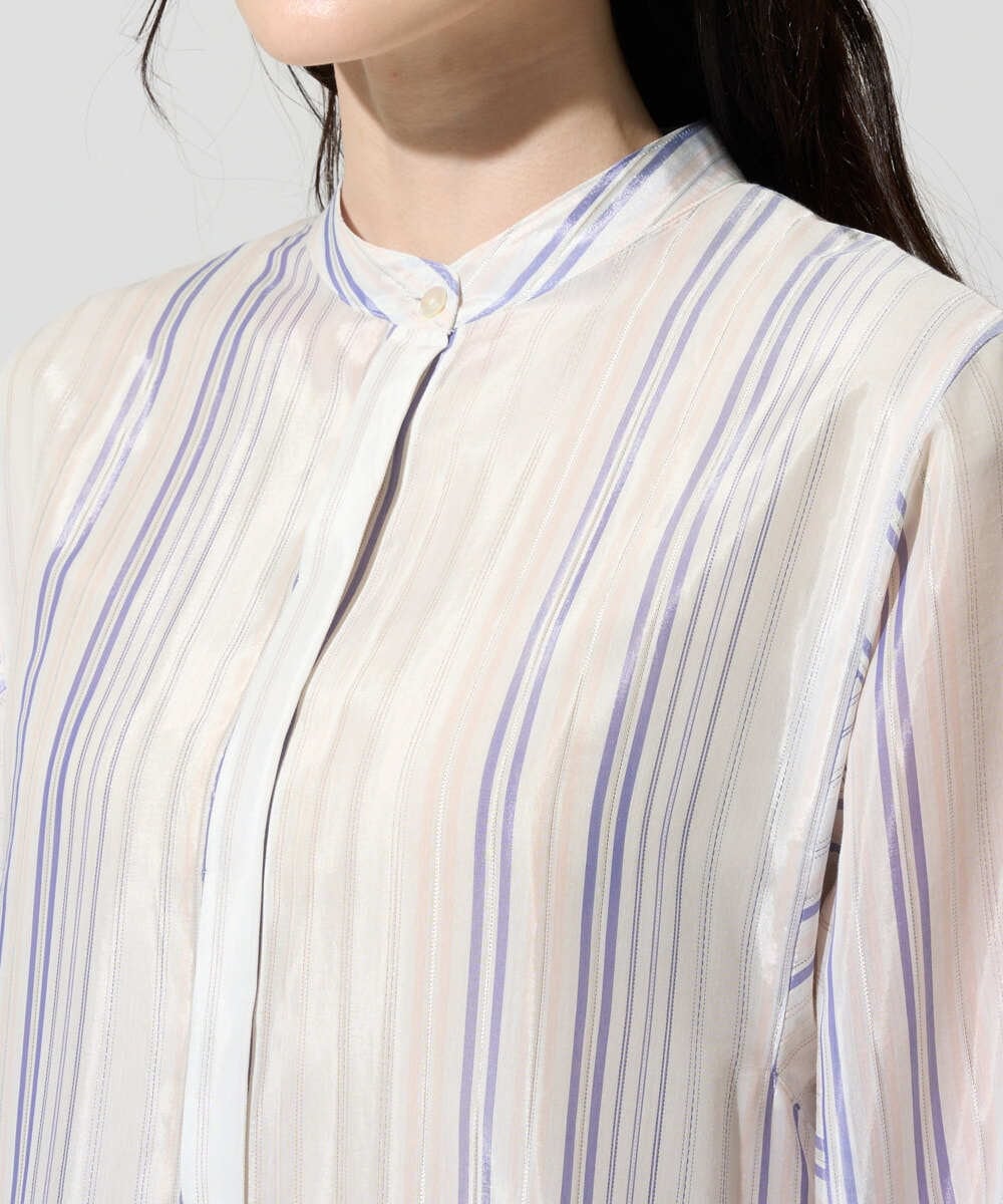 PRBGD40430 CHRISTIAN AUJARD(クリスチャン・オジャール) ドビーストライプロングブラウス ブルー系