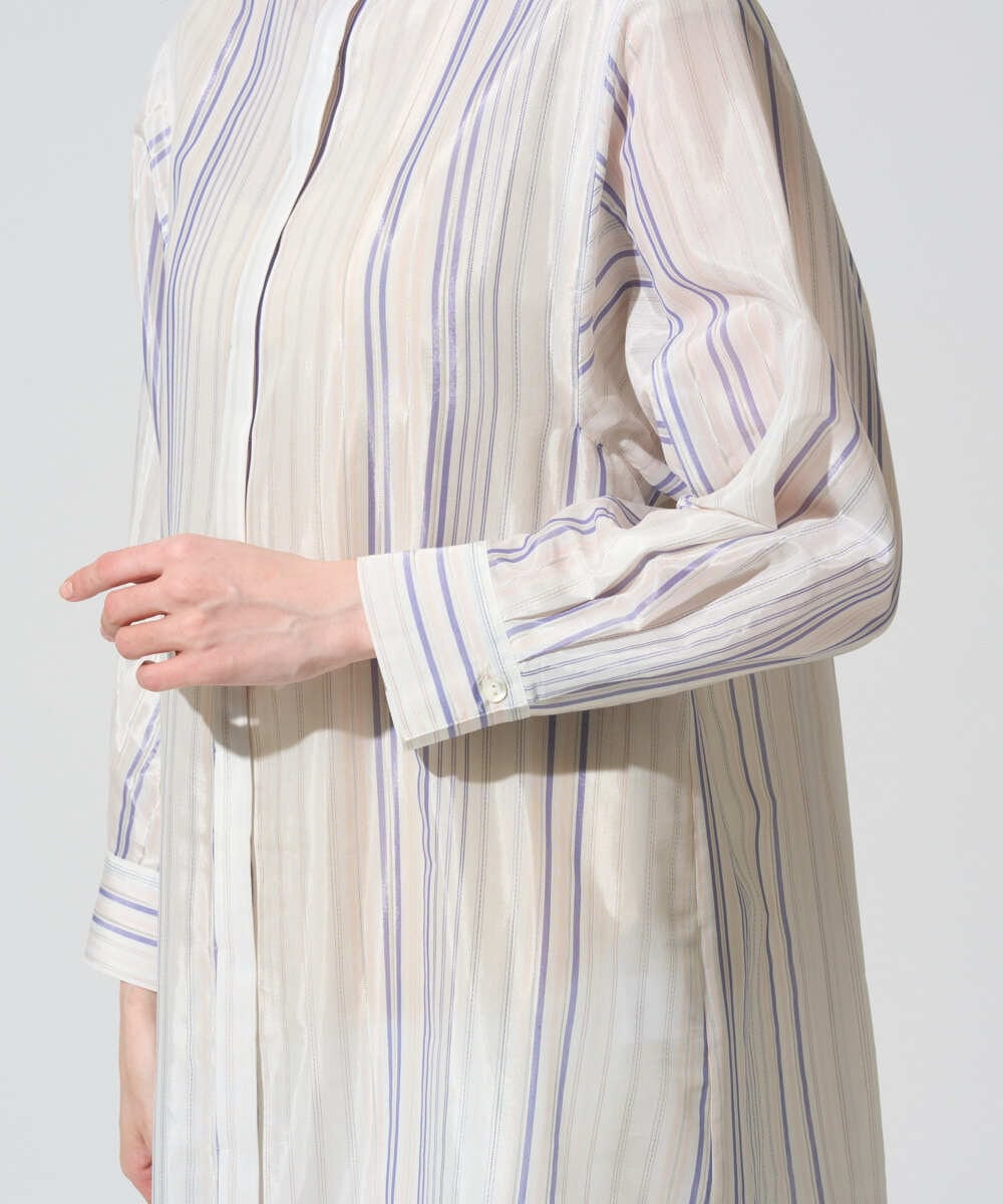 PRBGD40430 CHRISTIAN AUJARD(クリスチャン・オジャール) ドビーストライプロングブラウス ブルー系