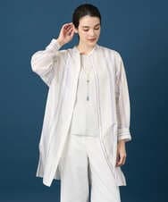 PRBGD40430 CHRISTIAN AUJARD(クリスチャン・オジャール) ドビーストライプロングブラウス ブルー系