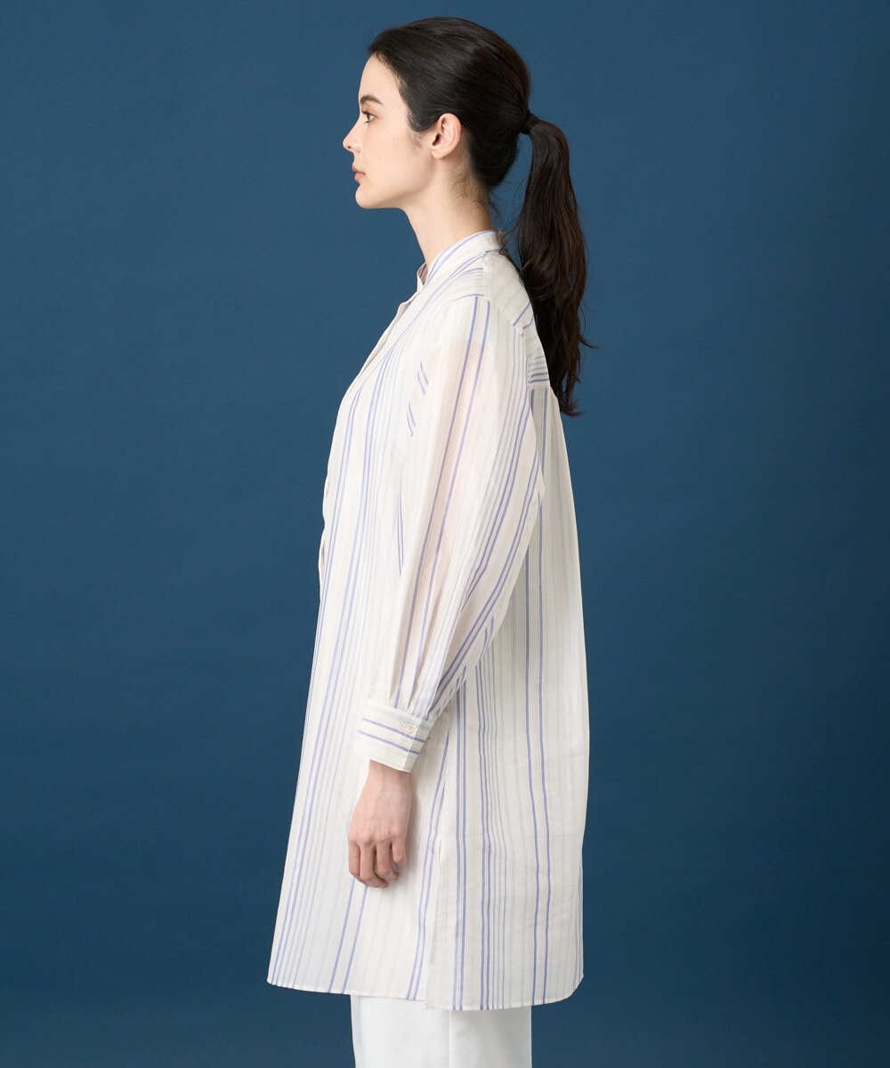 PRBGD40430 CHRISTIAN AUJARD(クリスチャン・オジャール) ドビーストライプロングブラウス ブルー系