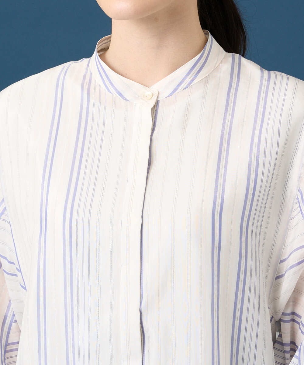 PRBGD40430 CHRISTIAN AUJARD(クリスチャン・オジャール) ドビーストライプロングブラウス ブルー系