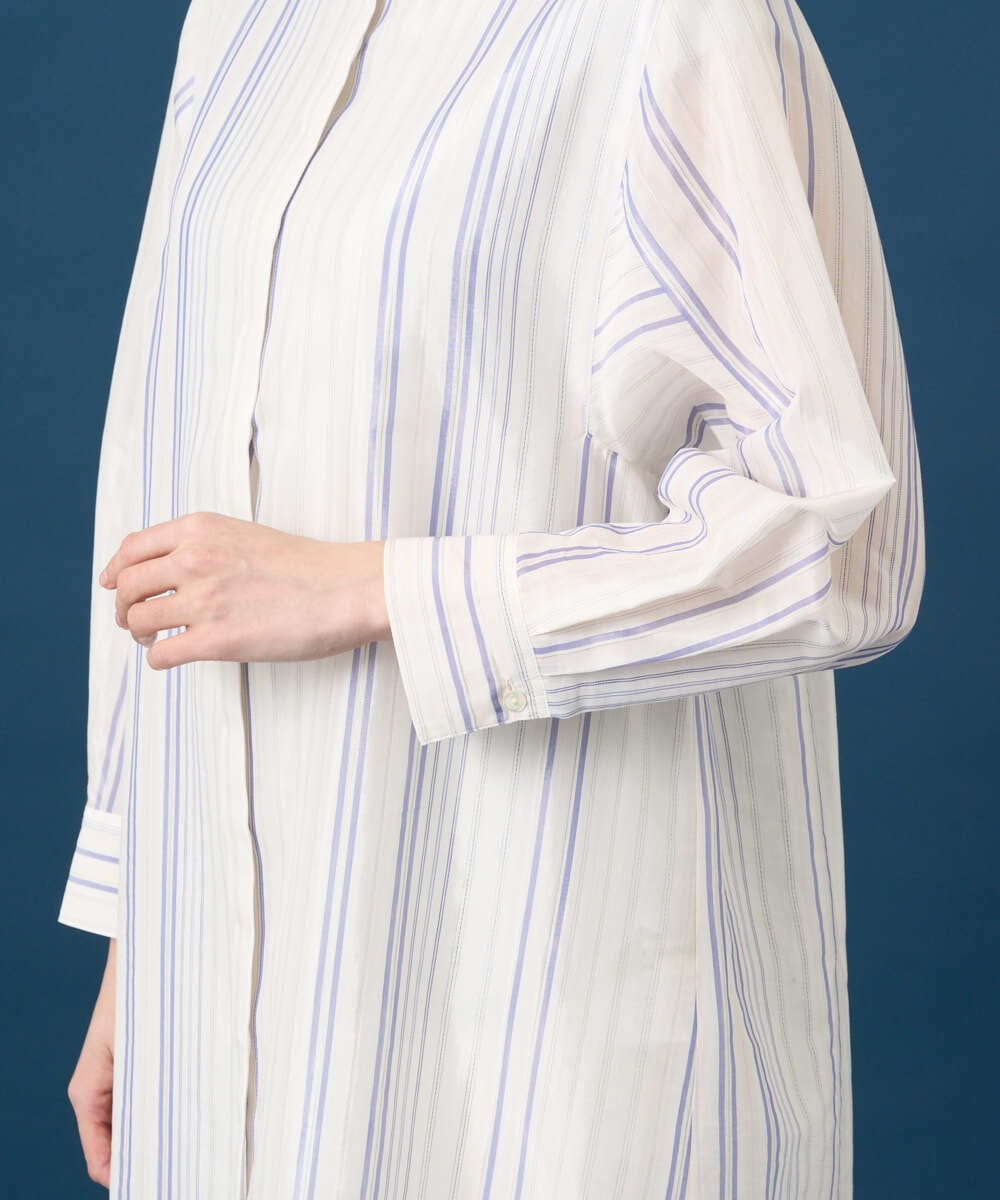 PRBGD40430 CHRISTIAN AUJARD(クリスチャン・オジャール) ドビーストライプロングブラウス ブルー系