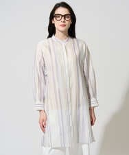 PRBGD40430 CHRISTIAN AUJARD(クリスチャン・オジャール) ドビーストライプロングブラウス ブルー系