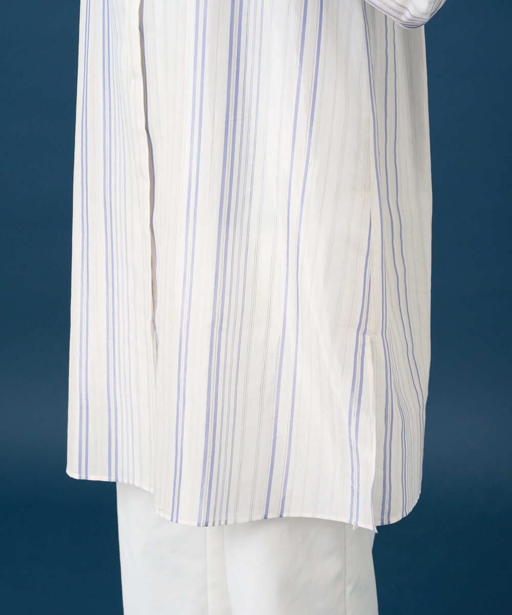 PRBGD40430 CHRISTIAN AUJARD(クリスチャン・オジャール) ドビーストライプロングブラウス ブルー系