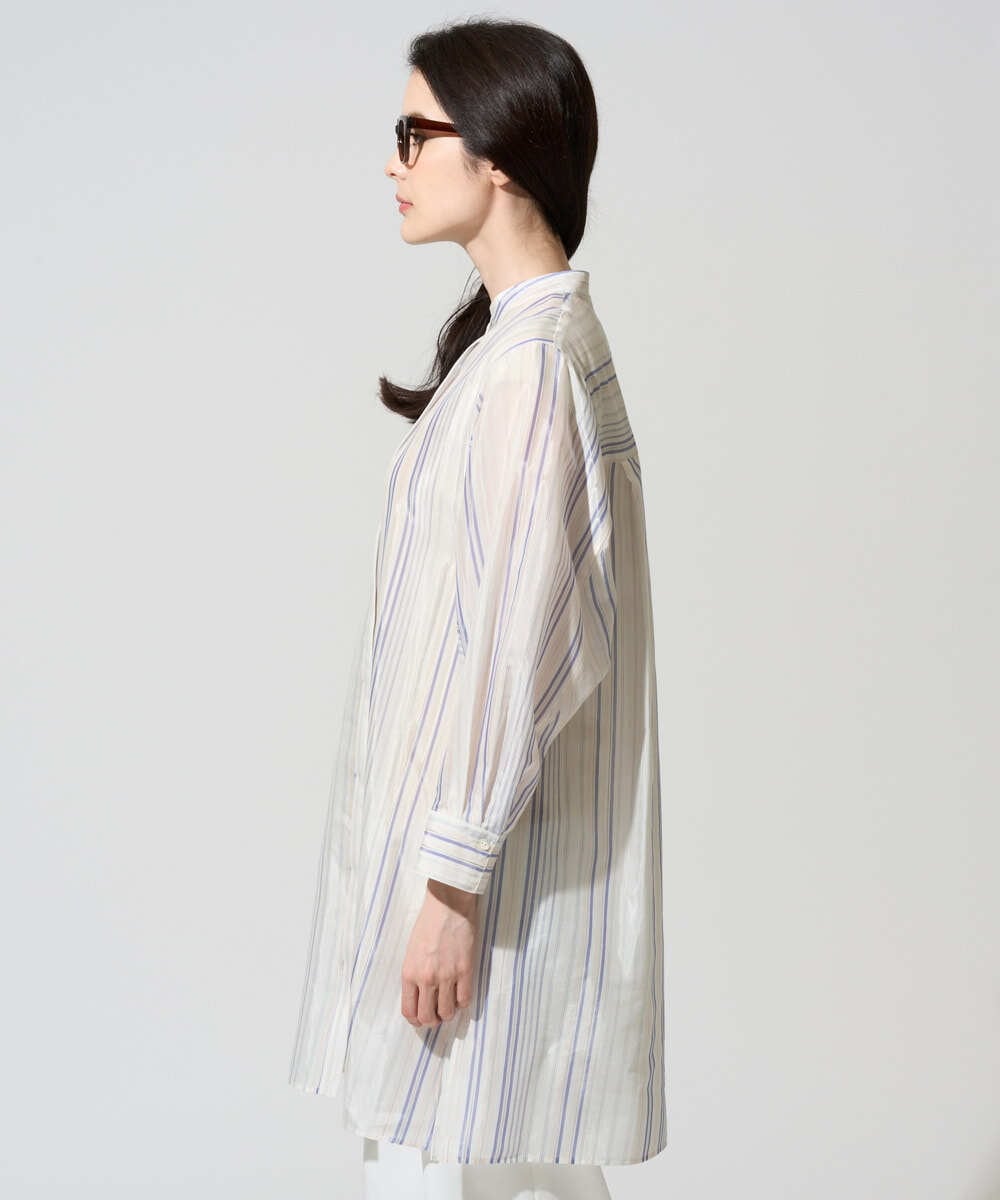 PRBGD40430 CHRISTIAN AUJARD(クリスチャン・オジャール) ドビーストライプロングブラウス ブルー系