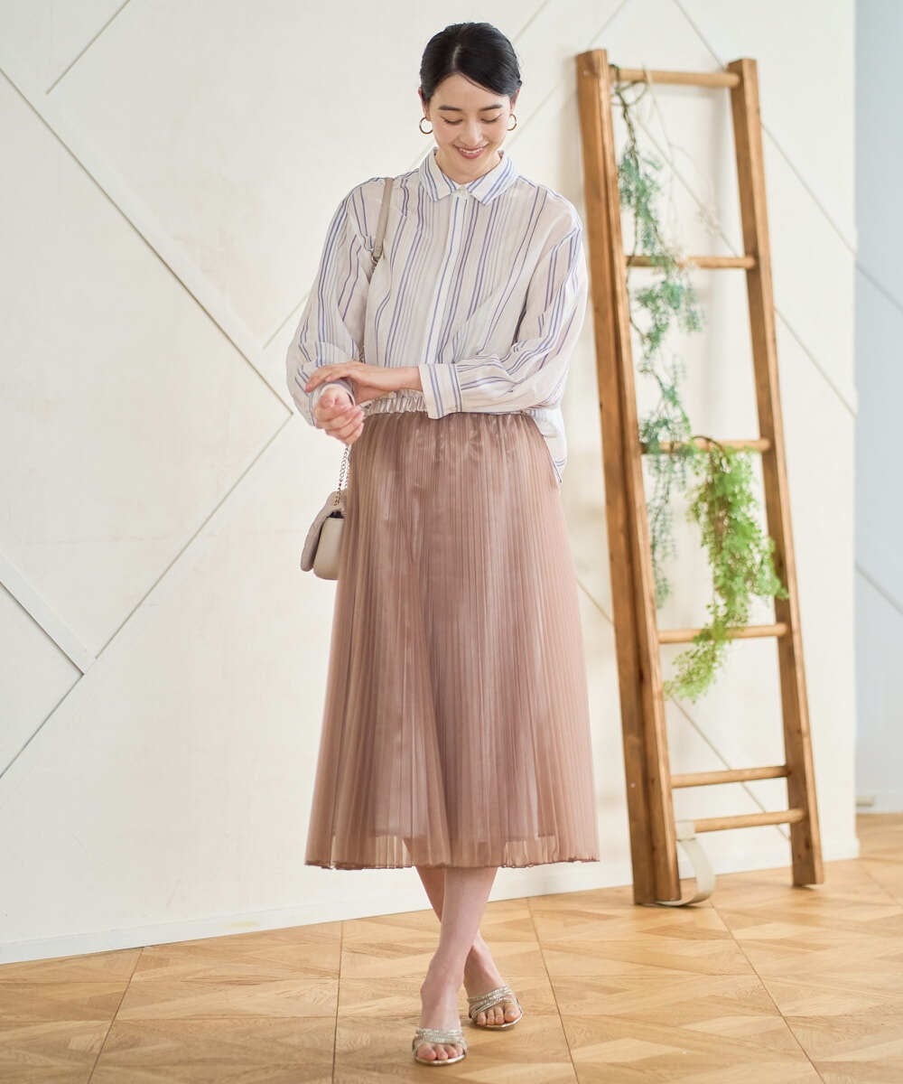 PRBGD41390 CHRISTIAN AUJARD(クリスチャン・オジャール) ドビーストライプブラウス ブルー系