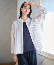 PRBGD41390 CHRISTIAN AUJARD(クリスチャン・オジャール) ドビーストライプブラウス ブルー系