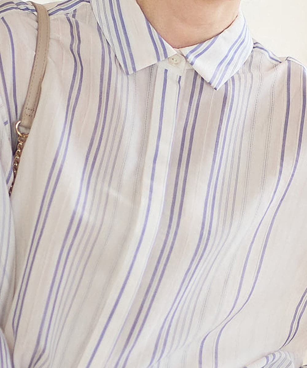 PRBGD41390 CHRISTIAN AUJARD(クリスチャン・オジャール) ドビーストライプブラウス ブルー系