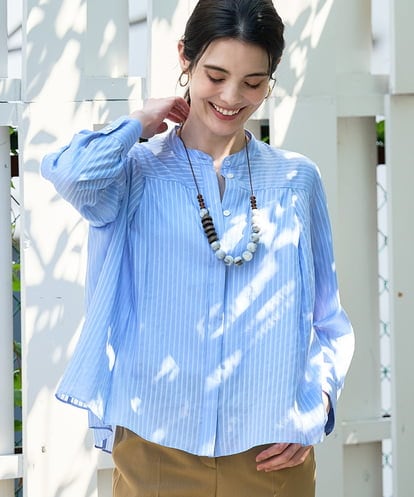 PRBGD50390 CHRISTIAN AUJARD ドビーサテンストライプブラウス