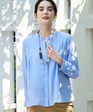 PRBGD50390 CHRISTIAN AUJARD(クリスチャン・オジャール) ドビーサテンストライプブラウス ライトブルー