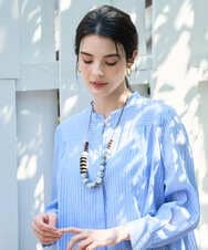 PRBGD50390 CHRISTIAN AUJARD(クリスチャン・オジャール) ドビーサテンストライプブラウス ライトブルー