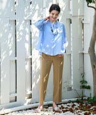 PRBGD50390 CHRISTIAN AUJARD(クリスチャン・オジャール) ドビーサテンストライプブラウス ライトブルー