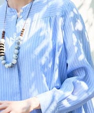 PRBGD50390 CHRISTIAN AUJARD(クリスチャン・オジャール) ドビーサテンストライプブラウス ライトブルー