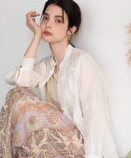 PRBGD50390 CHRISTIAN AUJARD(クリスチャン・オジャール) ドビーサテンストライプブラウス ホワイト