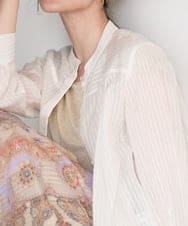 PRBGD50390 CHRISTIAN AUJARD(クリスチャン・オジャール) ドビーサテンストライプブラウス ホワイト