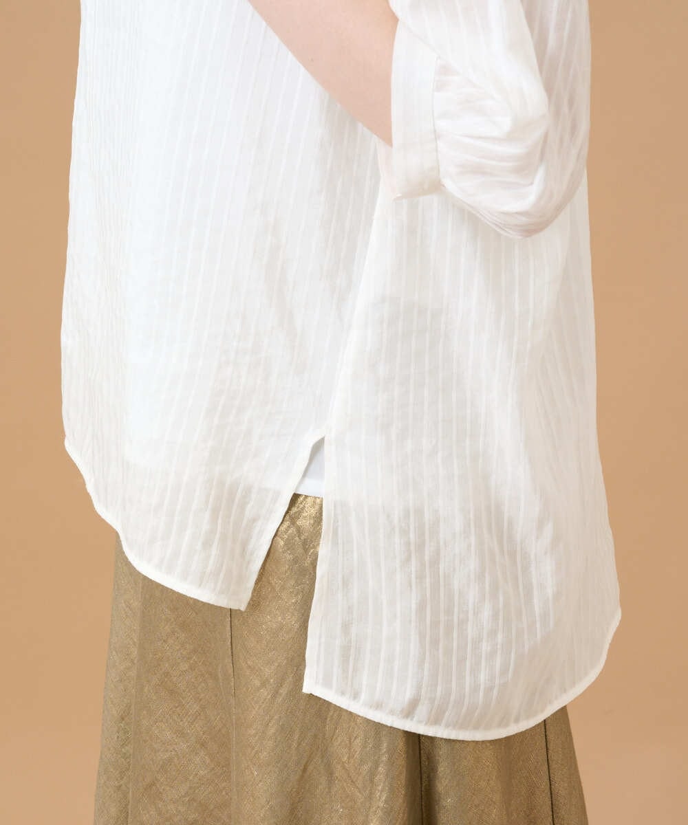 PRBGD51360 CHRISTIAN AUJARD(クリスチャン・オジャール) ドビーサテンストライプシャツ ホワイト