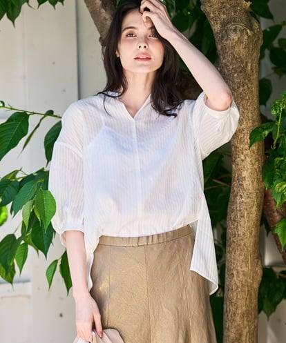 PRBGD51360 CHRISTIAN AUJARD ドビーサテンストライプシャツ